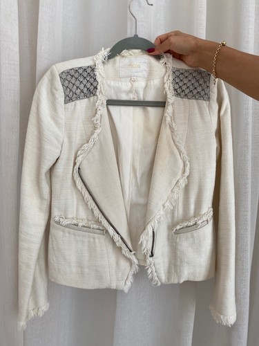 Maje biker jacket ecru size - biker,